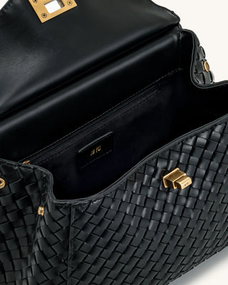 PREORDER Lucia Classic Top Handle Woven Bag - Midnight Black