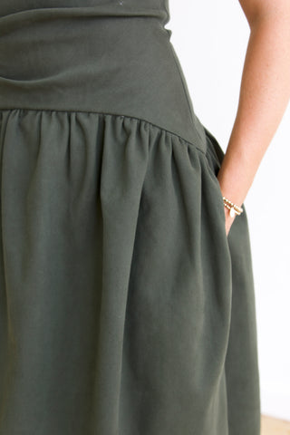 Maggie Olive Dropped Waist Dress