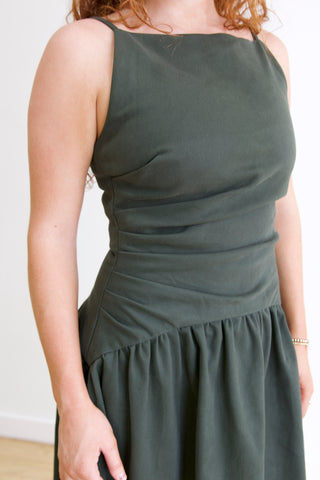 Maggie Olive Dropped Waist Dress