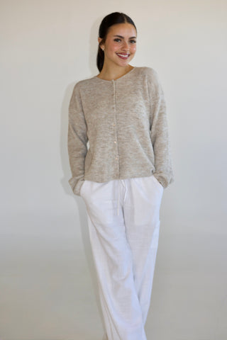 Newport Cardigan In Oatmeal Heather