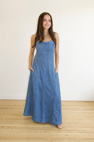 Penny Lane Denim Maxi Dress