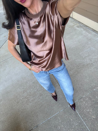 Margo Satin Crew Neck Top