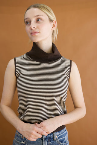 Jane Striped Turtle Neck Brown