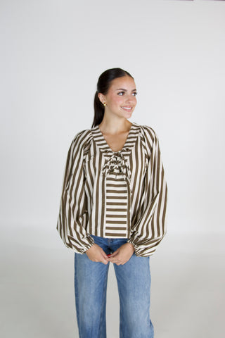 Dylan Striped Tie Top