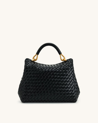 PREORDER Lucia Classic Top Handle Woven Bag - Midnight Black