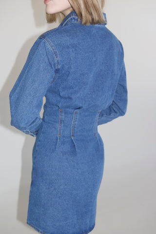 Zoey Denim Mini Dress with Corset Waist Detail